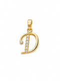 18K Gold Diamond Initial "D" Letter Pendant
