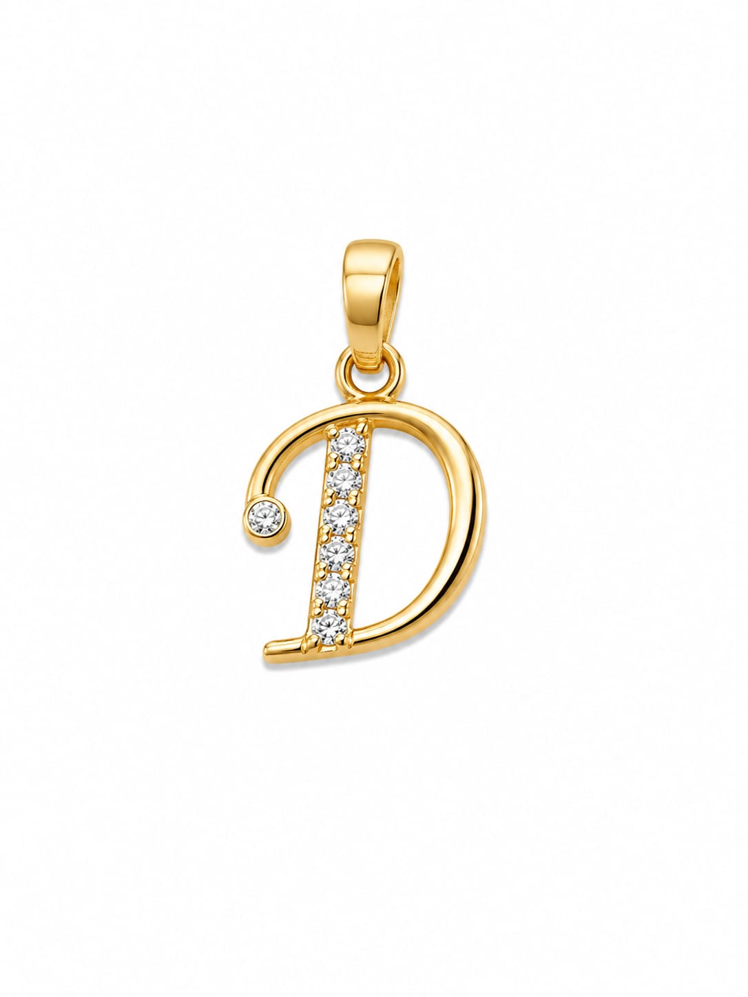18K Gold Diamond Initial "D" Letter Pendant