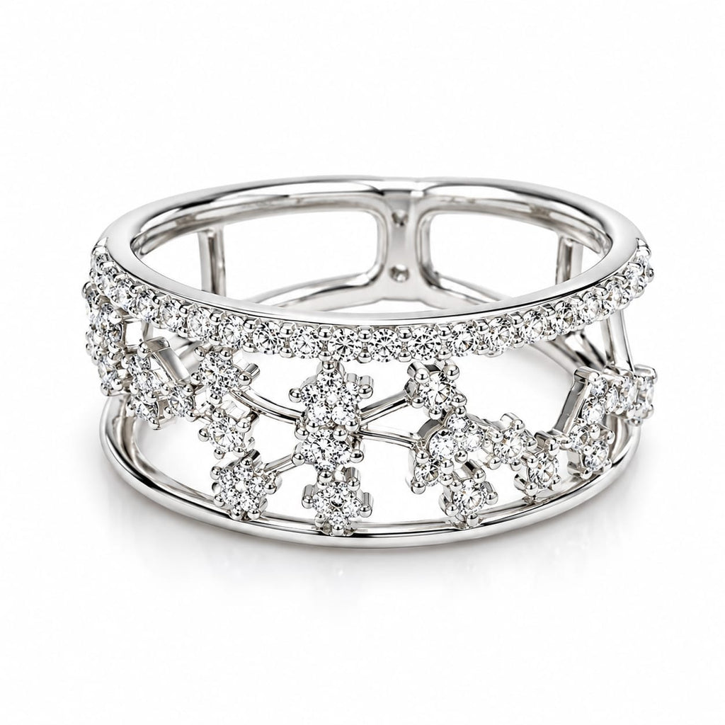 925 Sterling Silver Snowflake Openwork Ring for Women