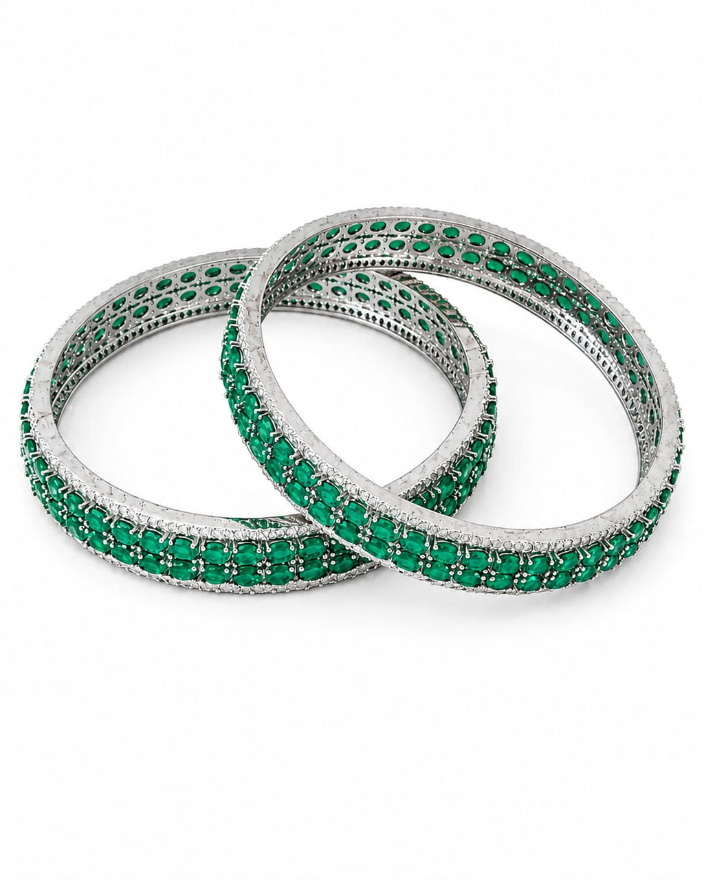 Kritharth Jewels Emerald Green Stone-Studded Bangles Set