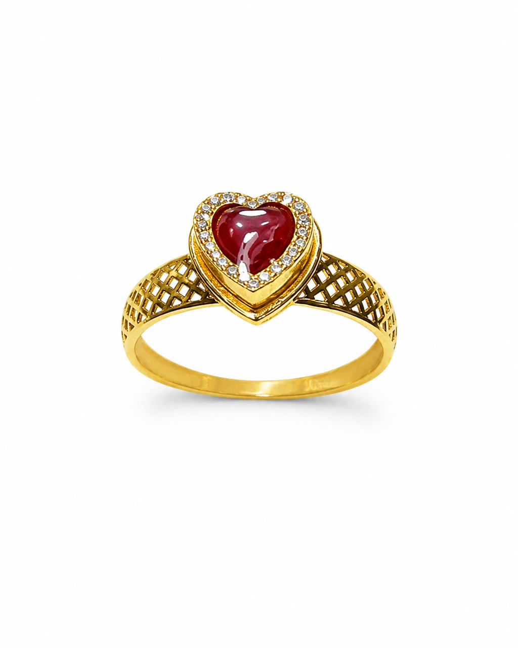 18K Gold Heart Ruby Ring for Women