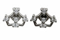 Geometric Crystal Crown Stud Earrings in Silver Tone