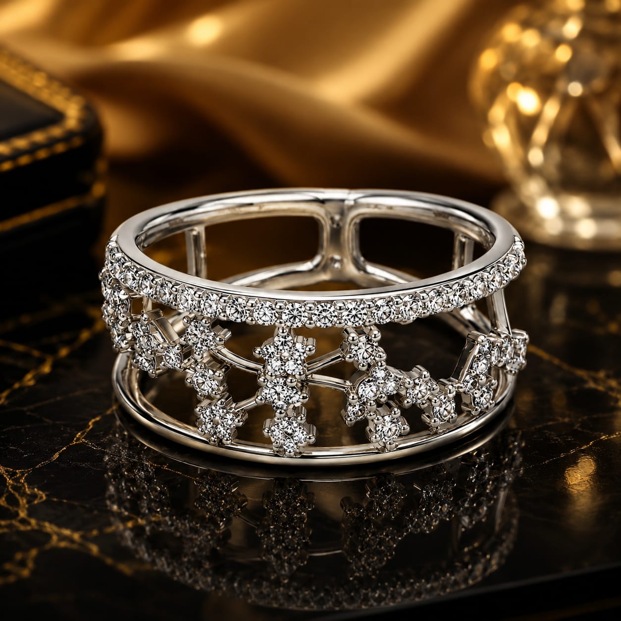 925 Sterling Silver Snowflake Openwork Ring for Women