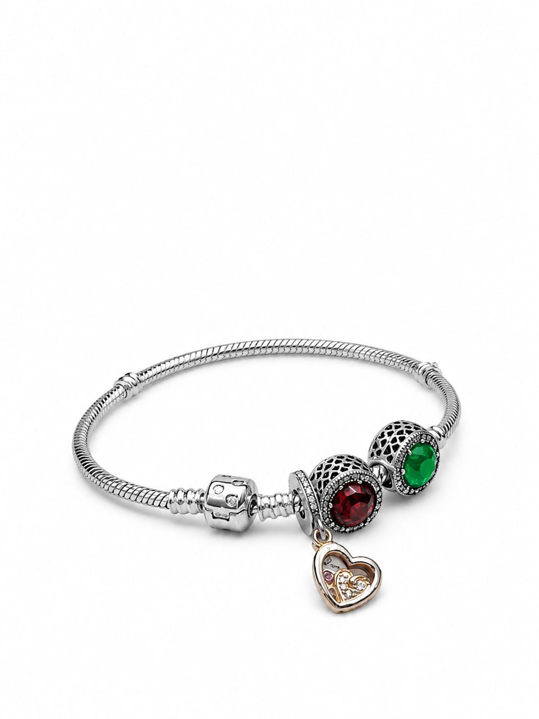 Kritharth Jewels Elegant Charm Bracelet with Heart Pendant & Multicolor Crystal Charms