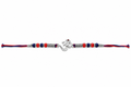 Divine Om & Ganesha Silver Rakhi with Red & Blue Beads