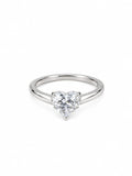 Heart Cut Solitaire Ring – Elegant Silver-Tone Love Ring for Women