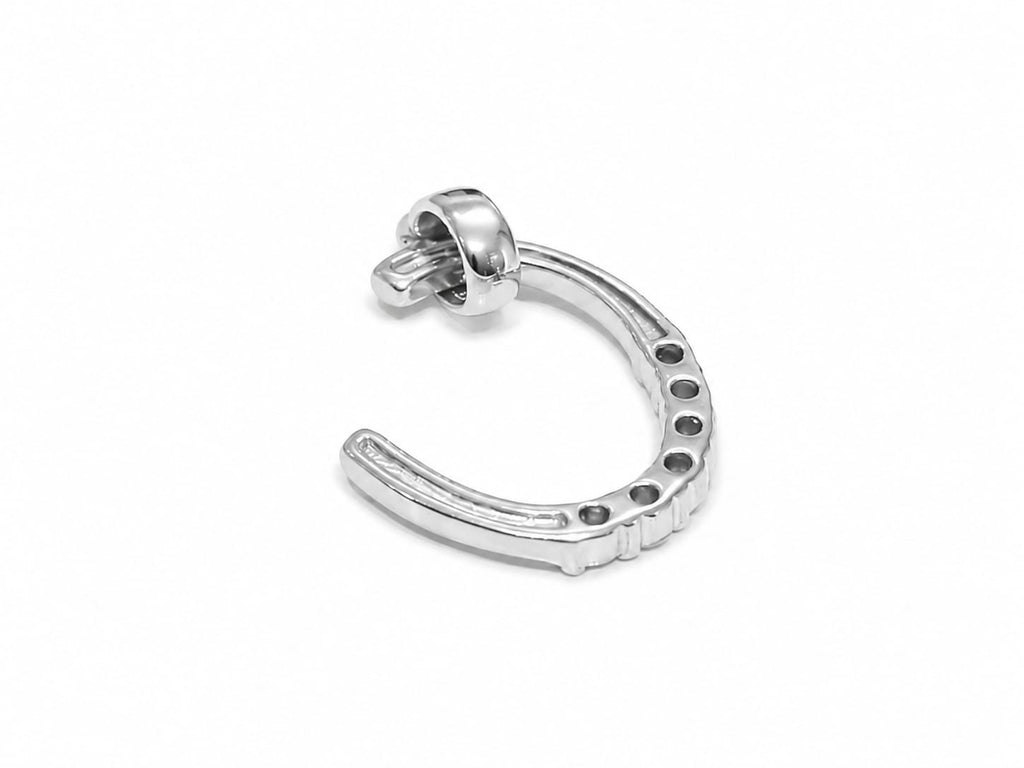Elegant Silver-Tone Horseshoe Pendant Charm – Lucky Crystal Necklace Accessory