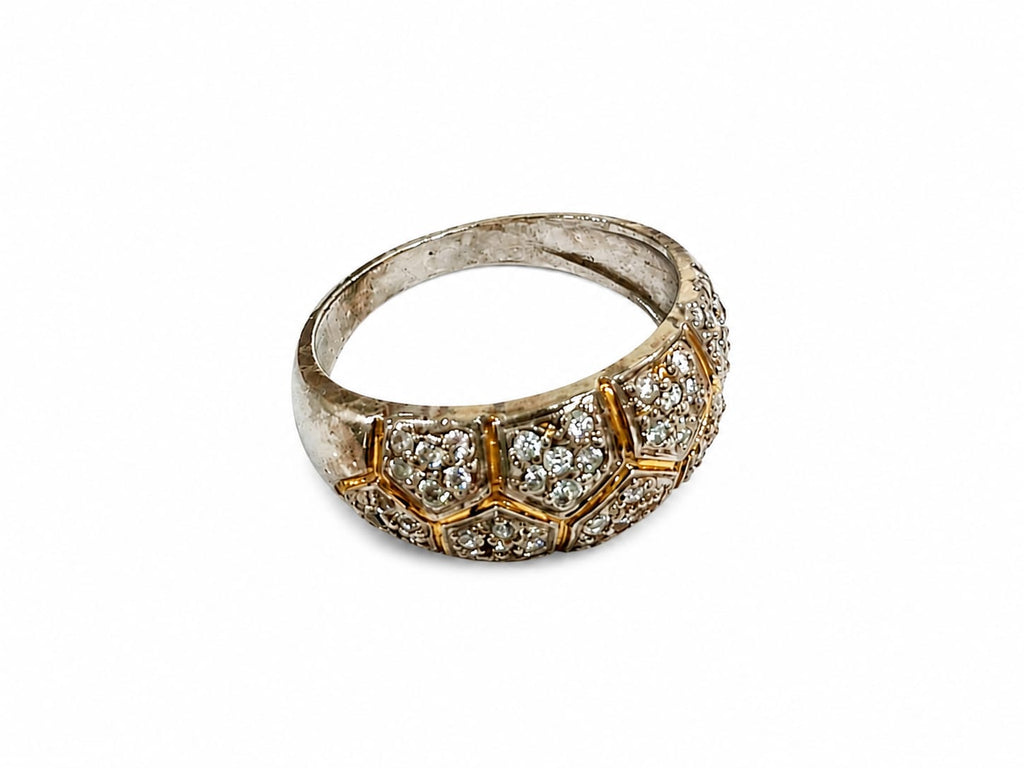 Royal Honeycomb Crystal Gold Ring