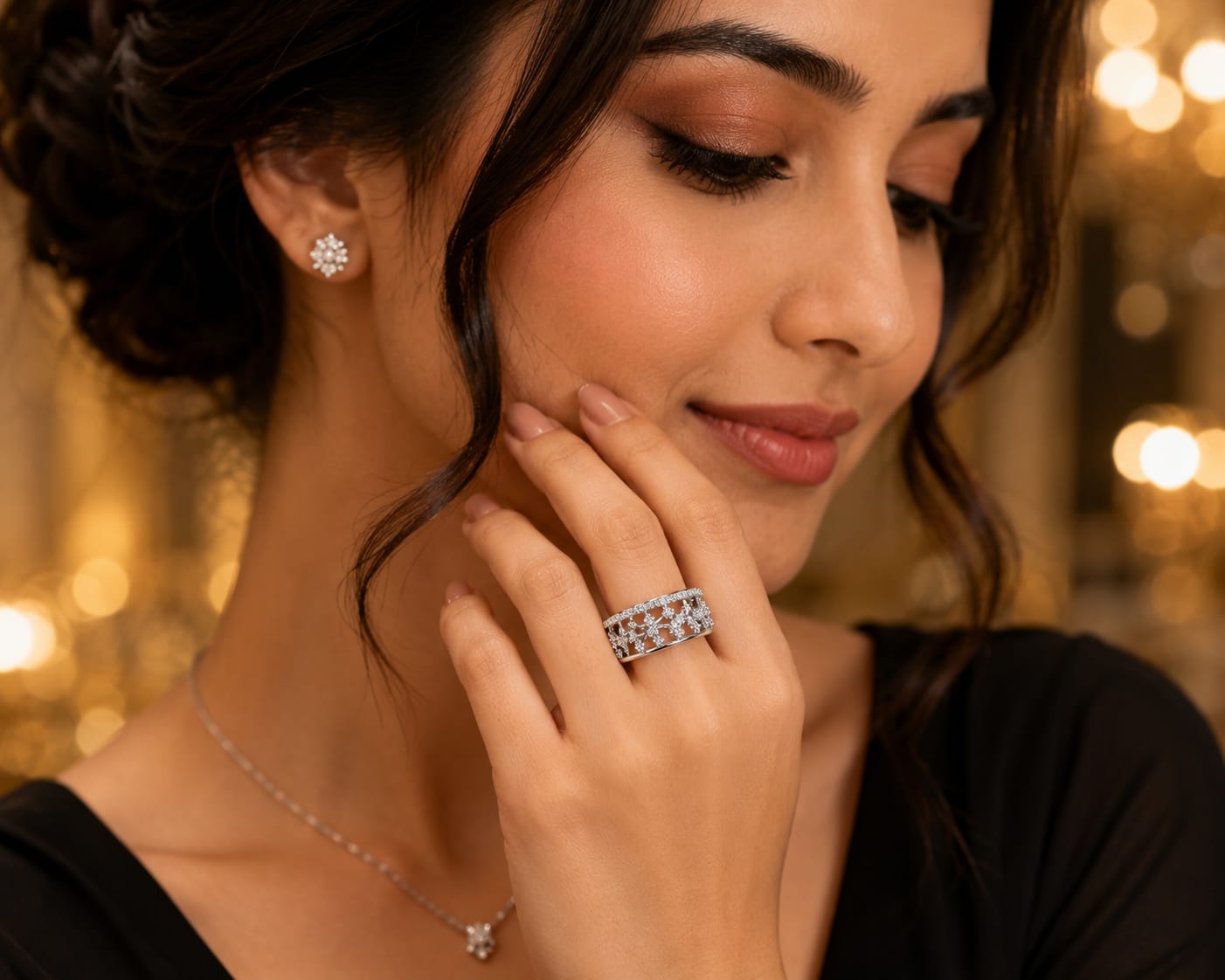 925 Sterling Silver Snowflake Openwork Ring for Women