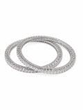 Kritharth Jewels Premium CZ Stone-Studded Silver-Tone Bangles Set