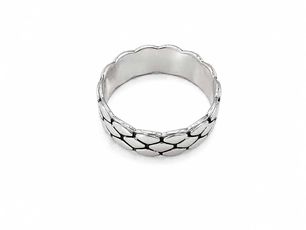 Silver Scale Pattern Adjustable Band Ring