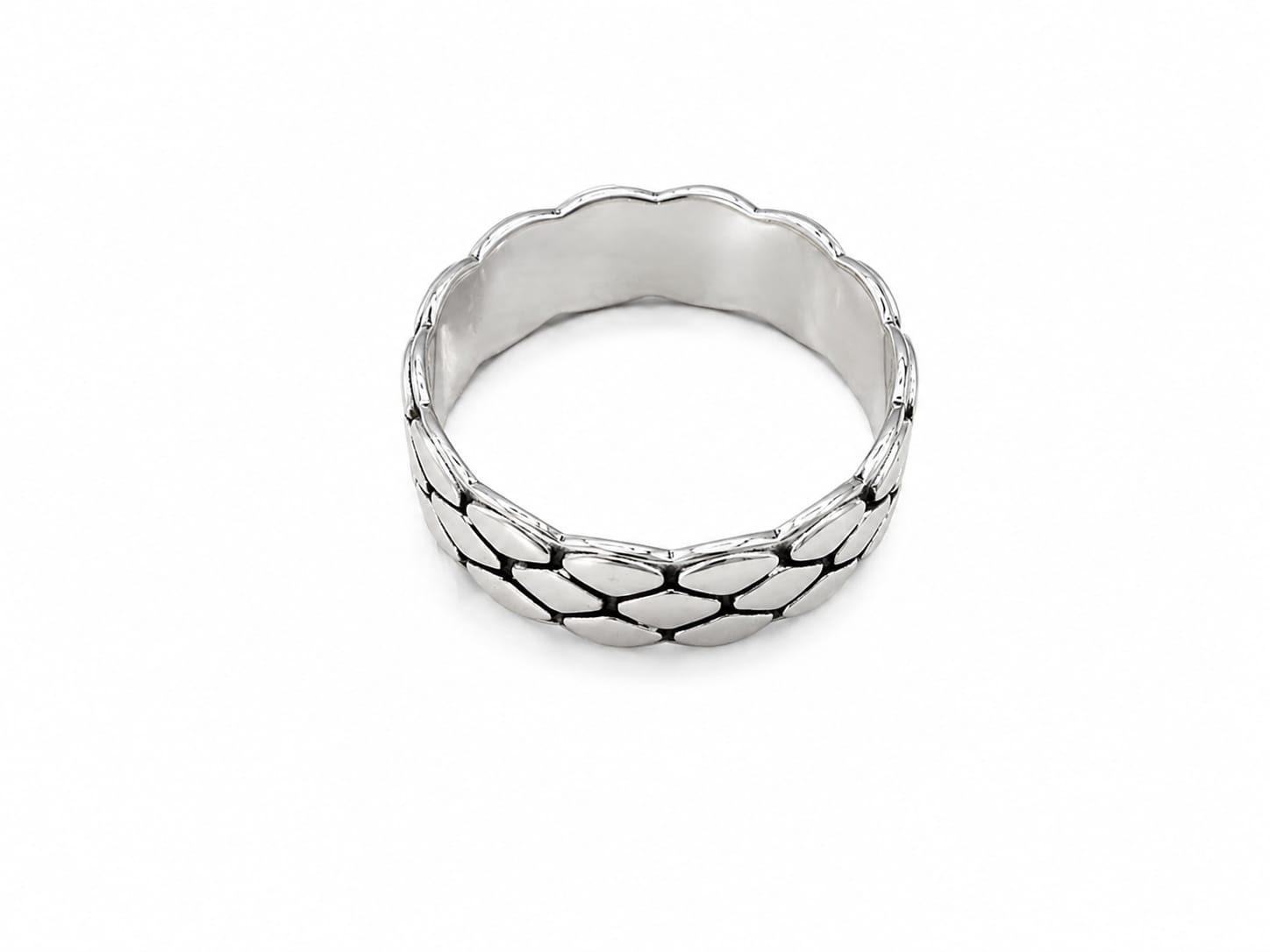Silver Scale Pattern Adjustable Band Ring