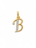 18K Gold Diamond Initial "B" Letter Pendant