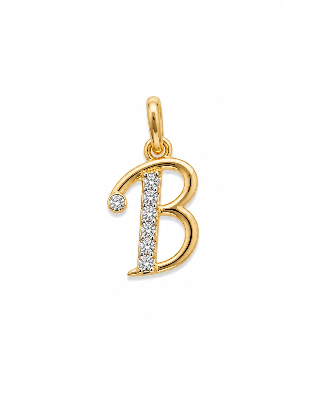 18K Gold Diamond Initial "B" Letter Pendant