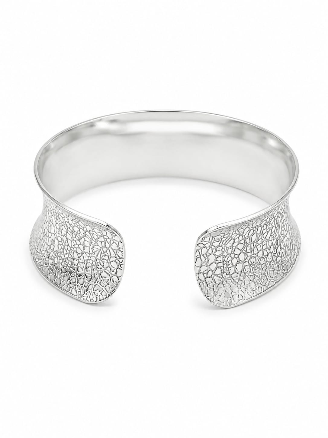 925 Sterling Silver Textured Open Cuff Kada