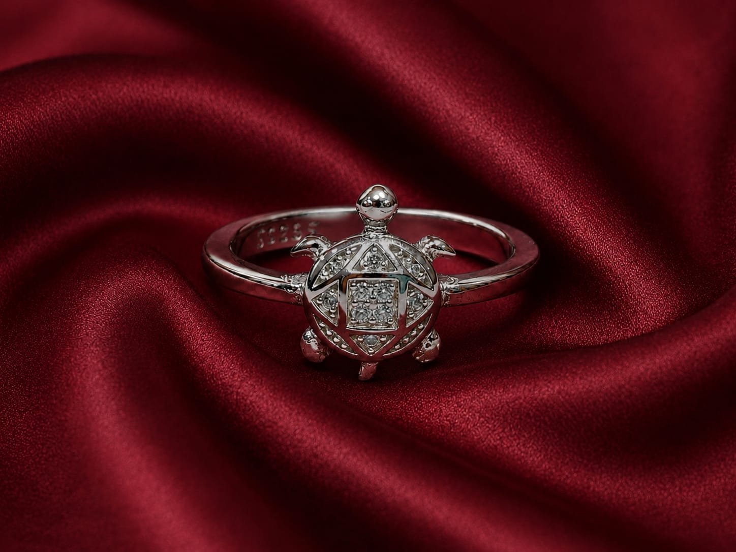 Kritharth Jewels Sterling Silver Turtle CZ Ring