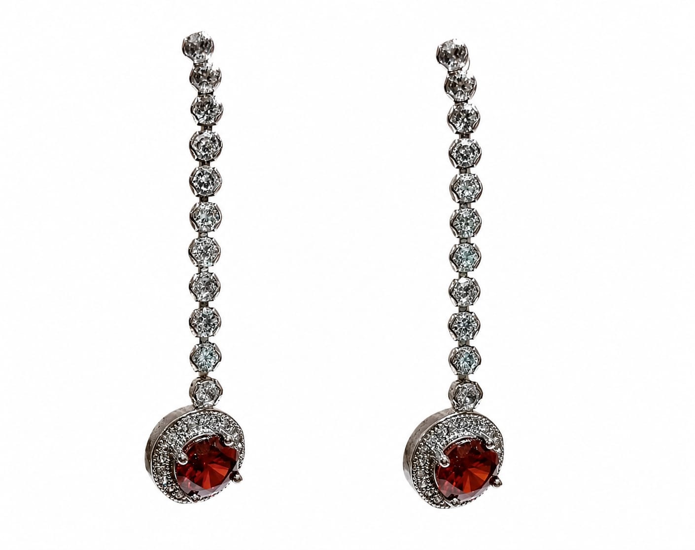 Crimson Heart Crystal Drop Earrings