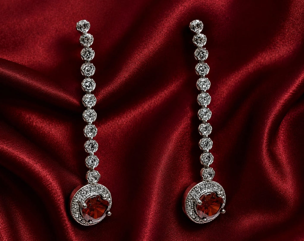 Crimson Heart Crystal Drop Earrings