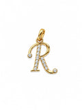 18K Gold Diamond Initial "R" Letter Pendant