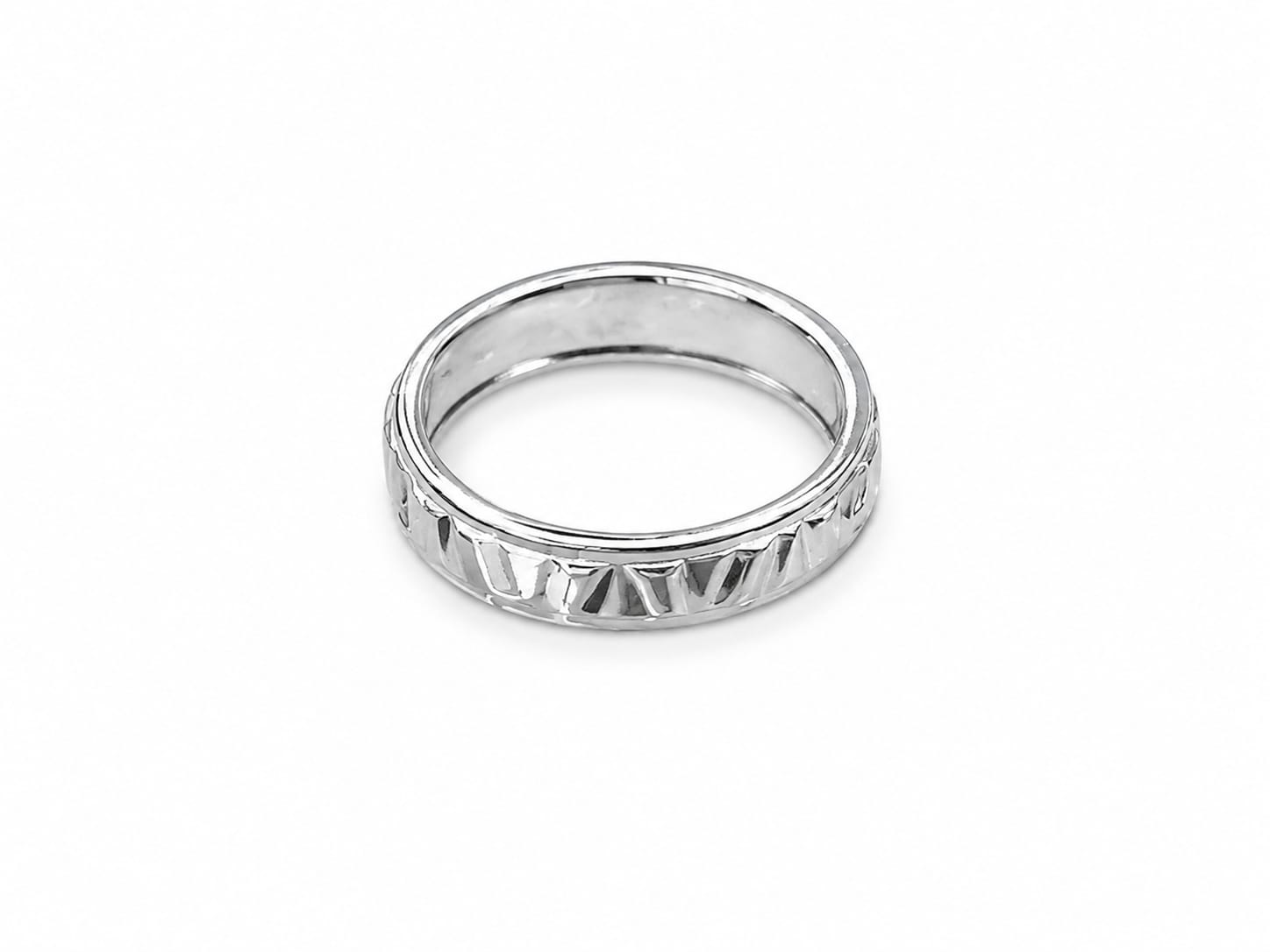 925 Sterling Silver Geometric Carved Band Ring