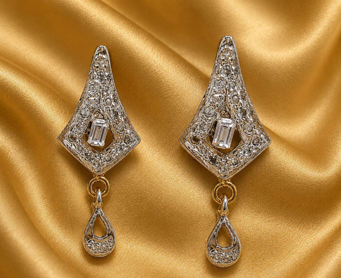Diamond Elegance Teardrop Dangle Earrings