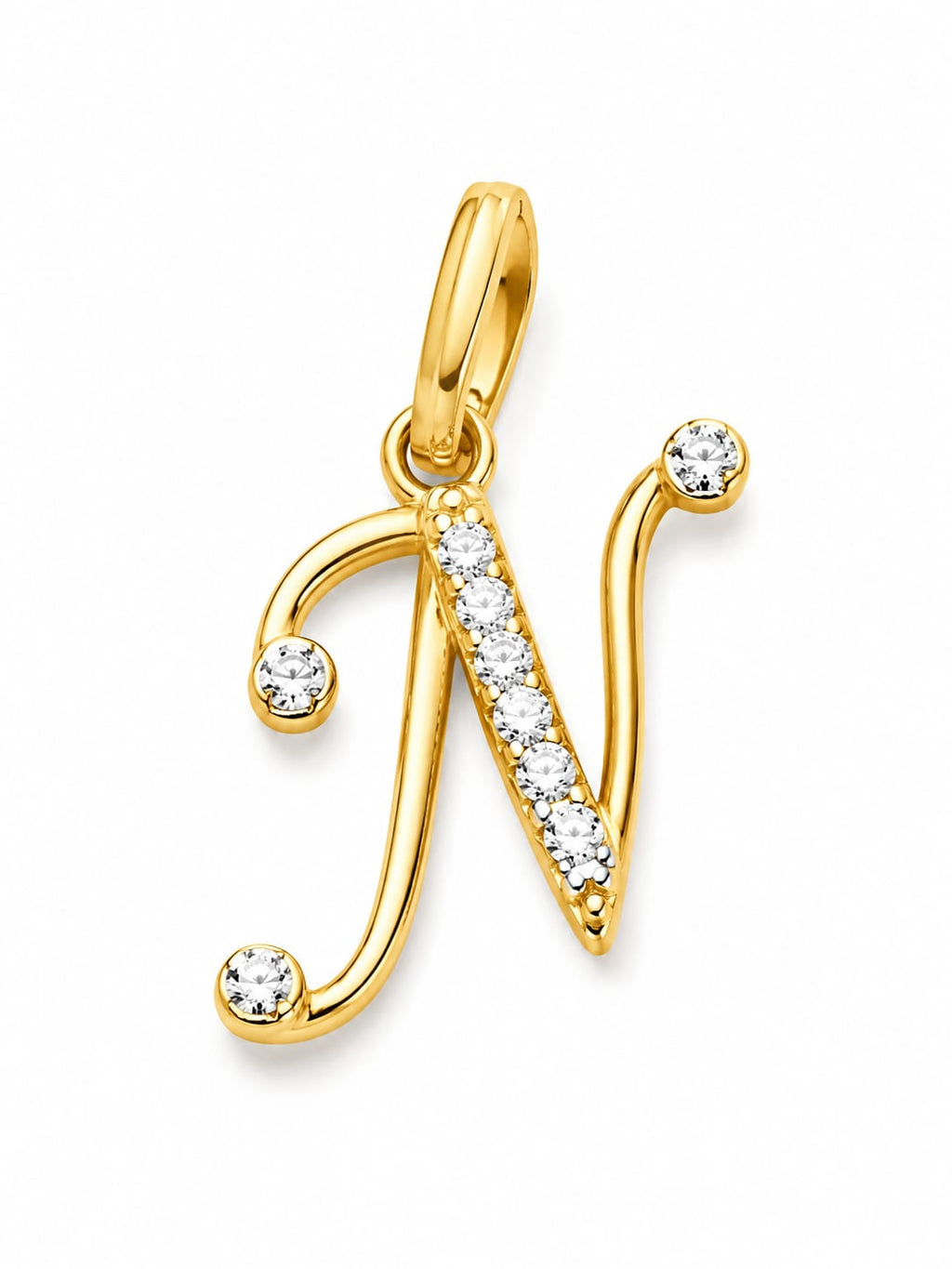 18K Gold Diamond Initial "N" Pendant