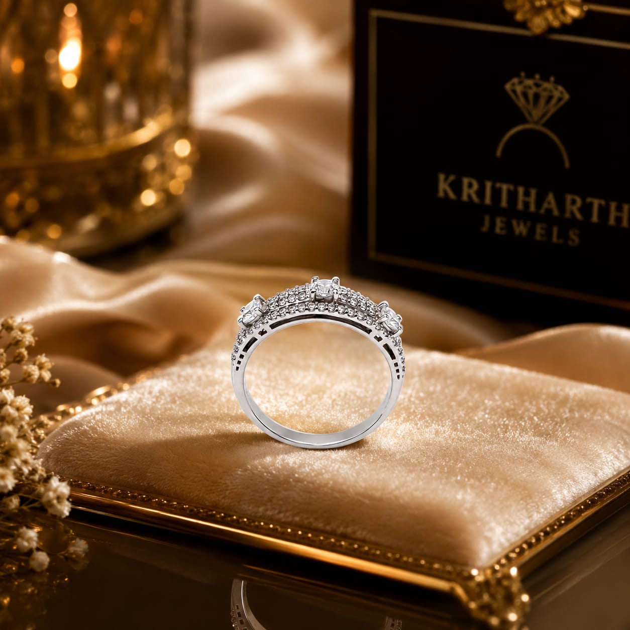 Kritharth Jewels 925 Sterling Silver Multi-Stone Zircon Ring