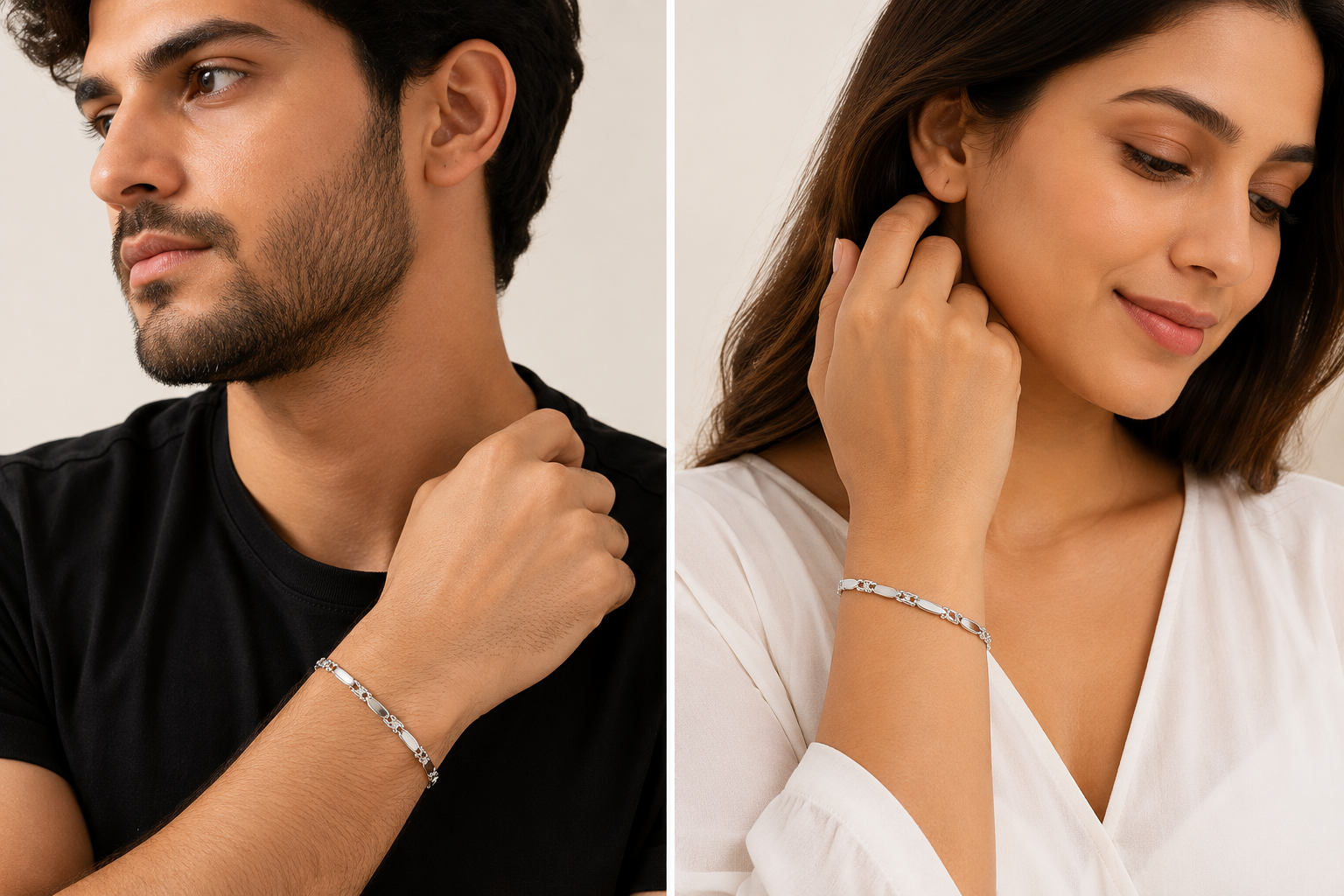 Kritharth Jewels Unisex Sterling Silver Elegance Link Bracelet
