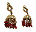 Ruby Red Beaded Gold-Tone Jhumka Earrings