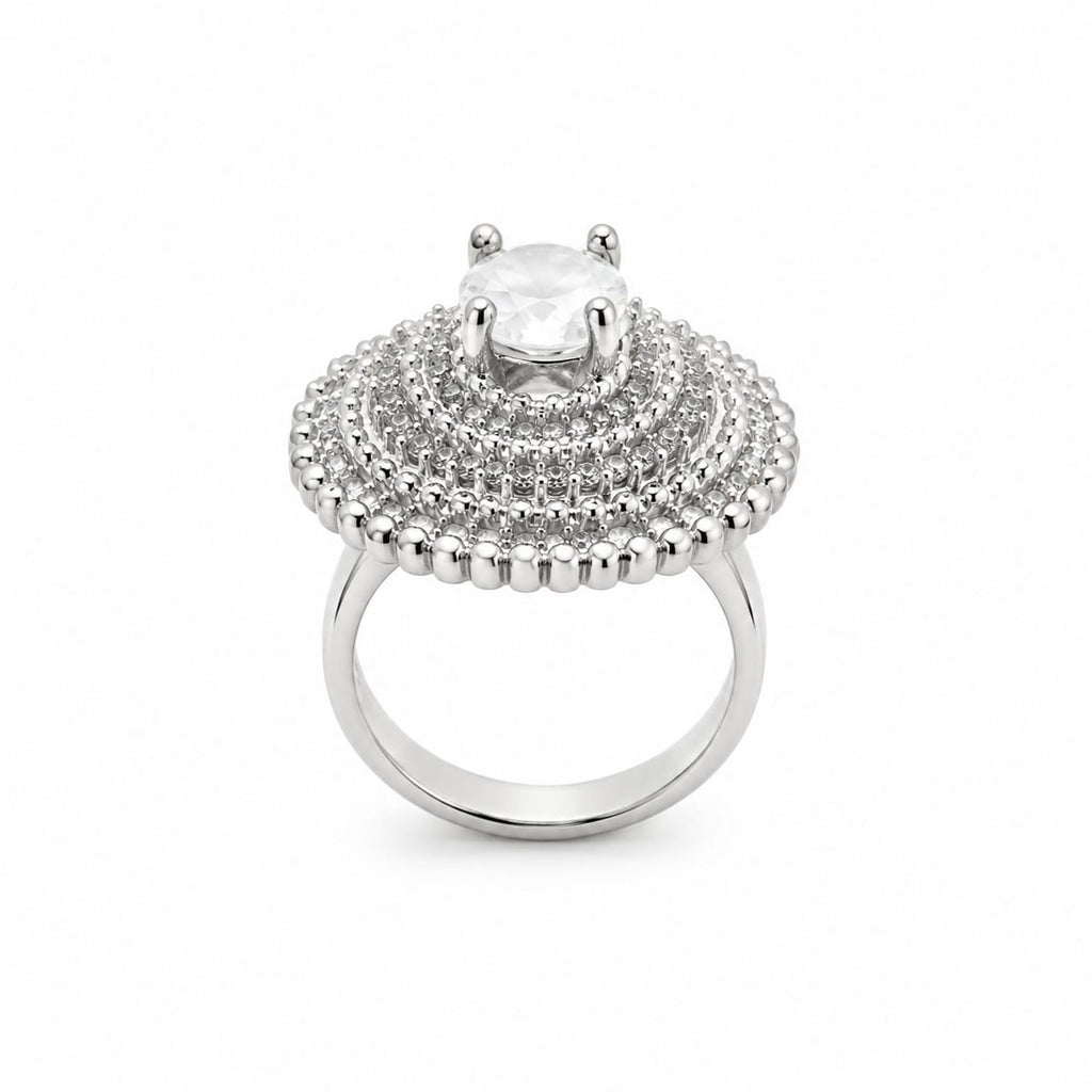 Kritharth Jewels Moonstone Royale Halo Statement Ring