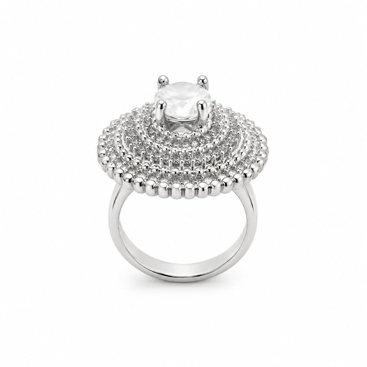 Kritharth Jewels Moonstone Royale Halo Statement Ring