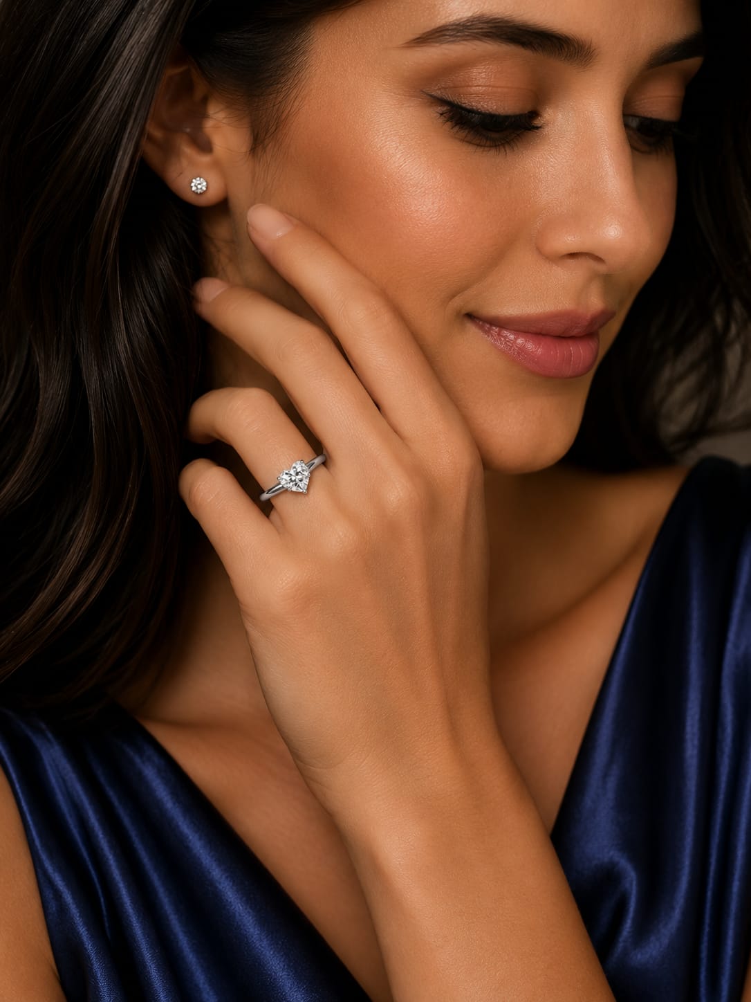 Heart Cut Solitaire Ring – Elegant Silver-Tone Love Ring for Women