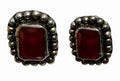 Vintage Ruby Square Stud Earring
