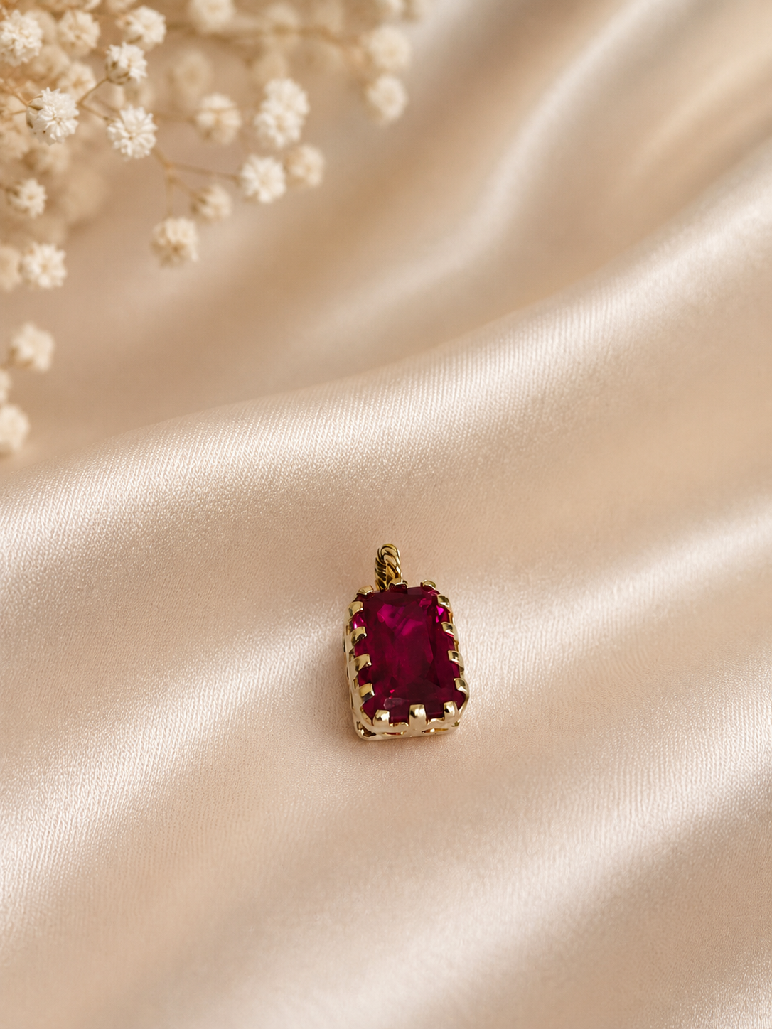 Royal Ruby Rectangular Gemstone Pendant