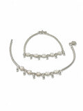 925 Sterling Silver Floral Charm Anklet