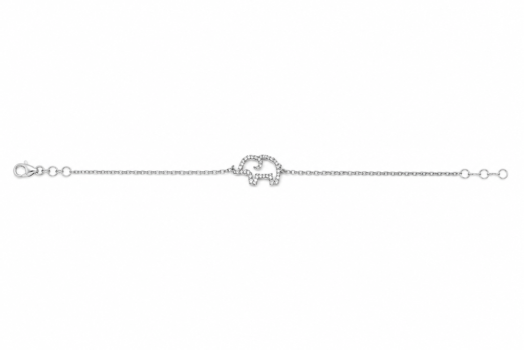 Sparkling Elephant Charm Silver Bracelet Rakhi For Boys