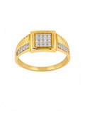 18K Gold Square CZ Studded Men's Ring