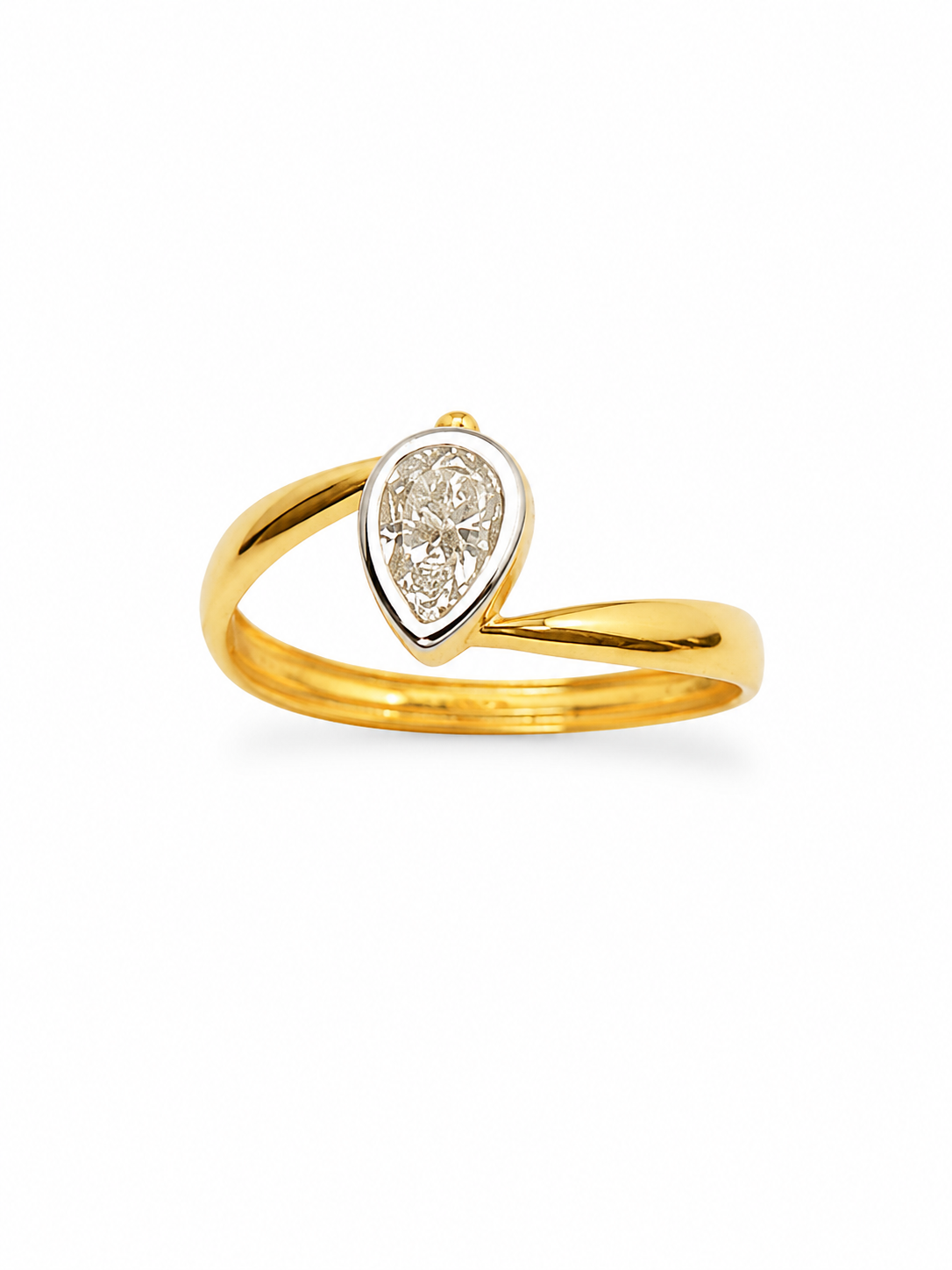 Elegant Pear Shape CZ Gold Ring for Women