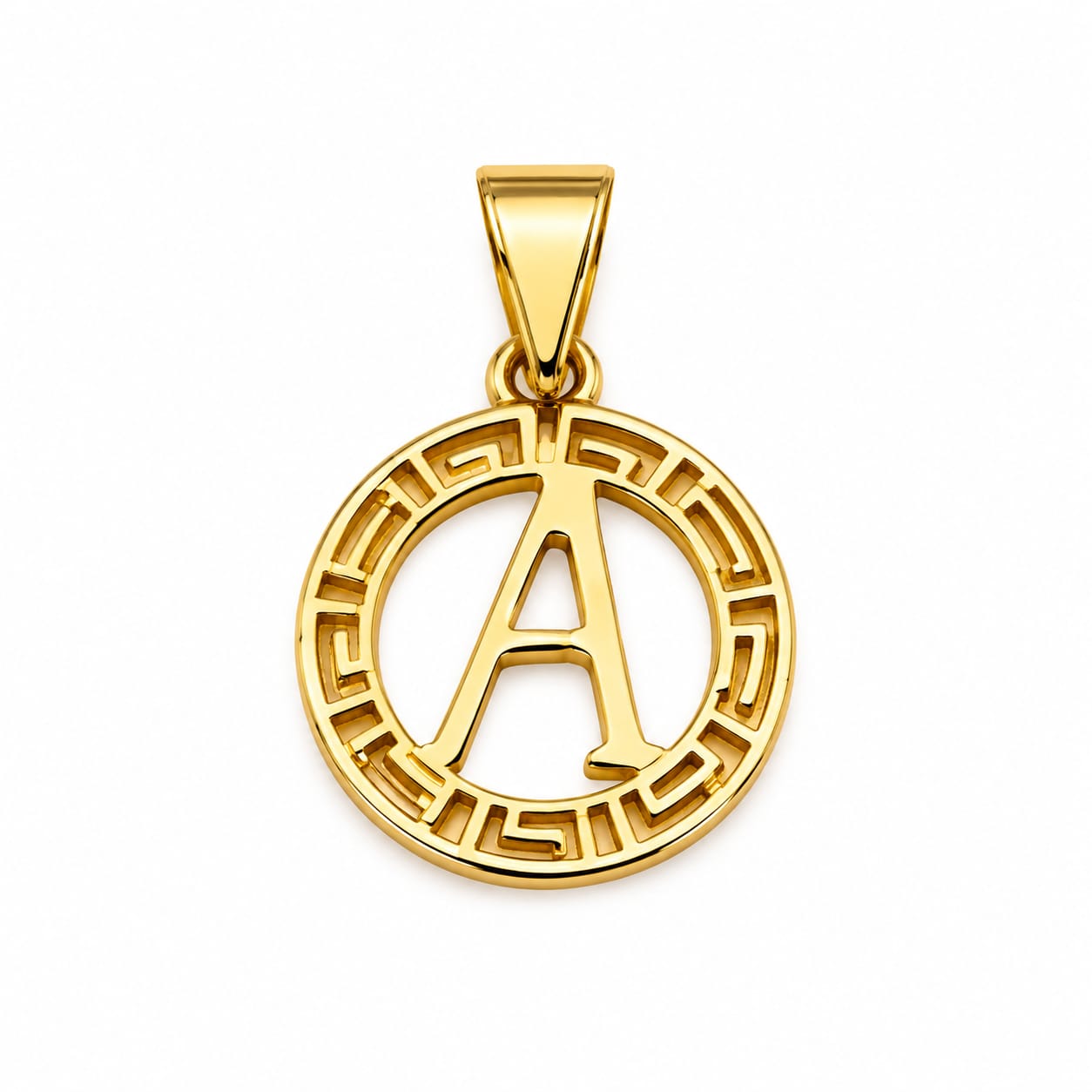 Gold Initial "A" Circle Pendant