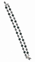 Emerald Floral Silver Anklets