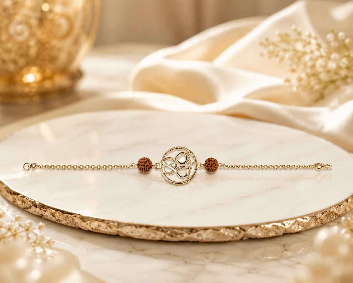 Golden Om Infinity Rudraksha Bracelet