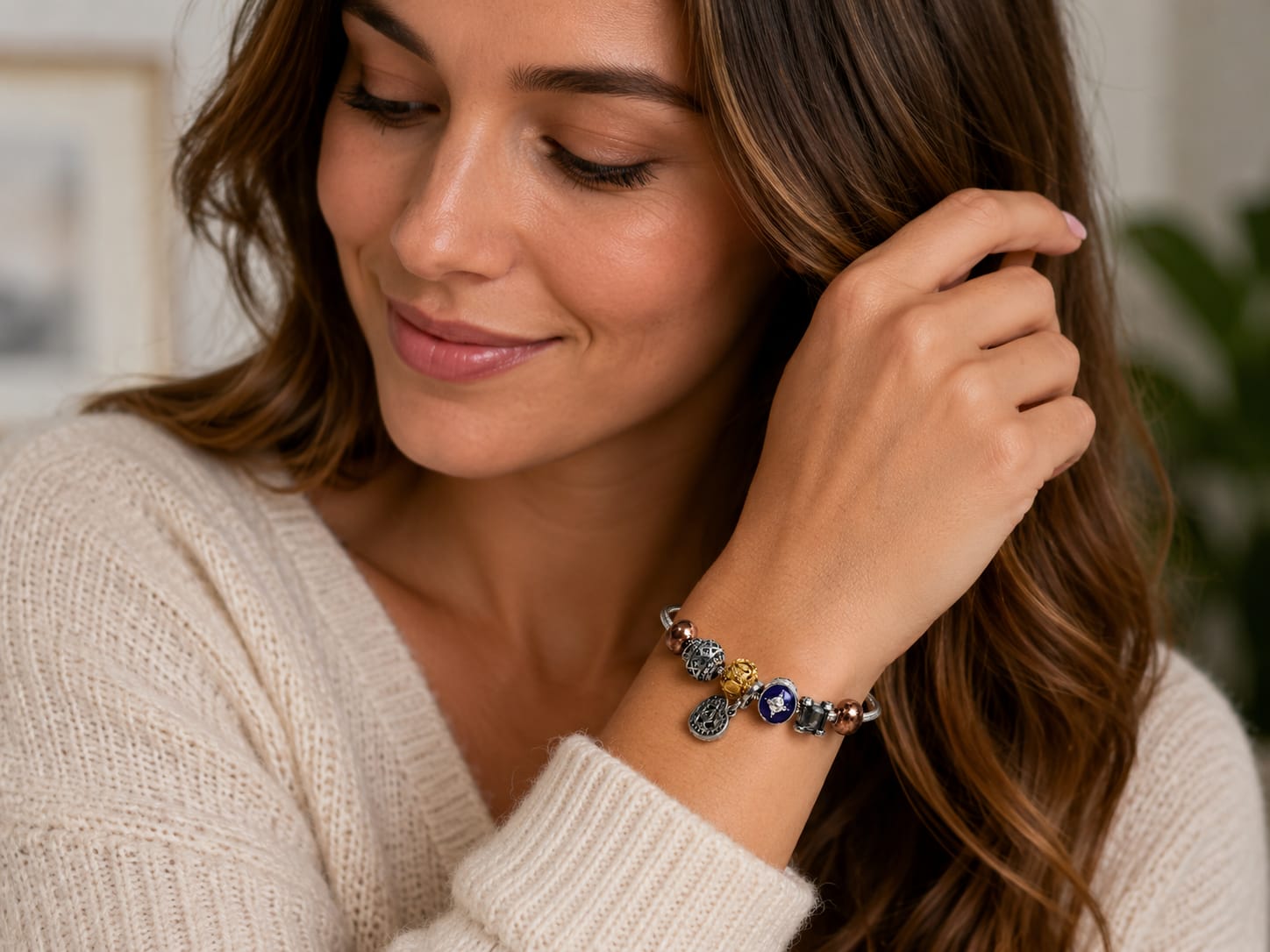 Kritharth Jewels Premium Multicolor Charm Bracelet with Crystal Accents for Women