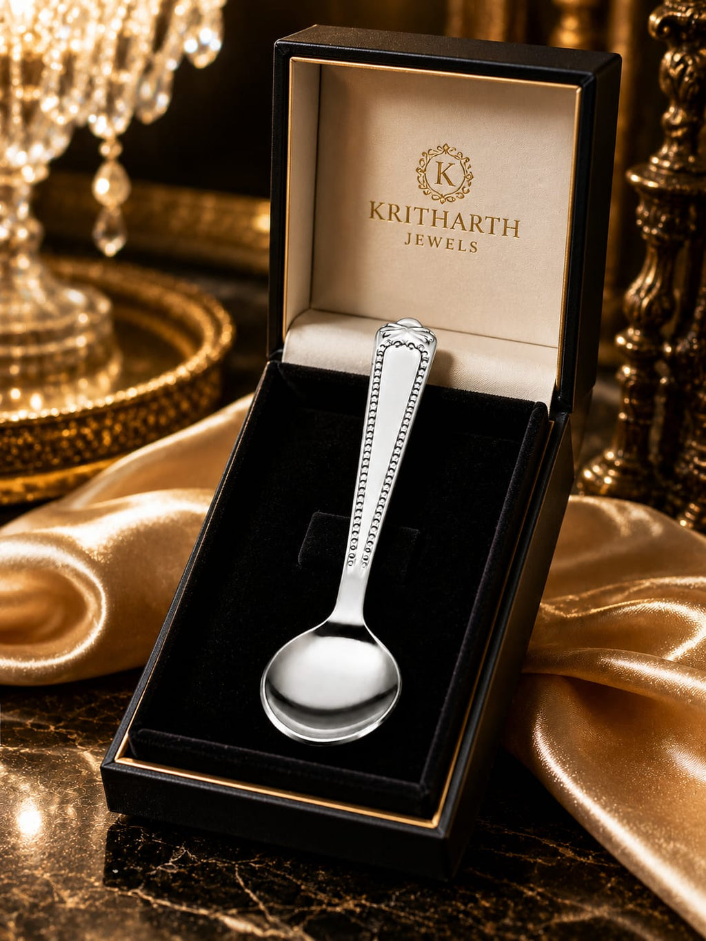 Kritharth Jewels 999 Pure Silver Baby Feeding Spoon