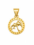Gold Dolphin Circle Pendant | Elegant Marine-Inspired Charm for Men & Women