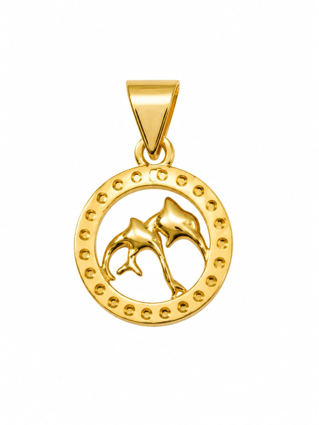 Gold Dolphin Circle Pendant | Elegant Marine-Inspired Charm for Men & Women