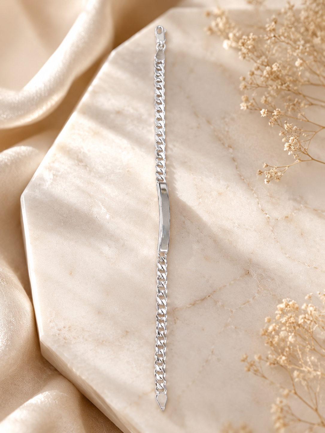 Kritharth Jewels Sterling Silver ID Chain Bracelet