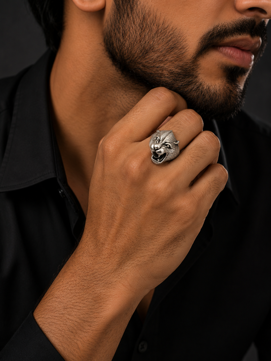 Roaring Panther Head Ring – Vintage 925 Silver Animal Statement Ring