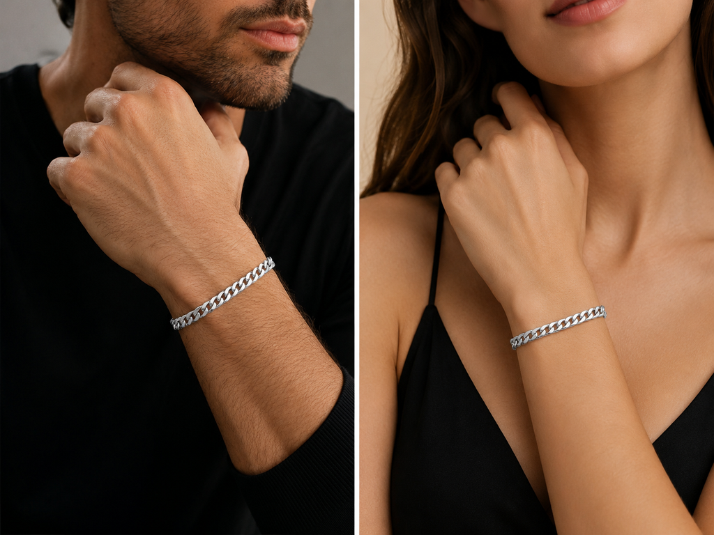 Kritharth Jewels Silver-Tone Cuban Link Bracelet
