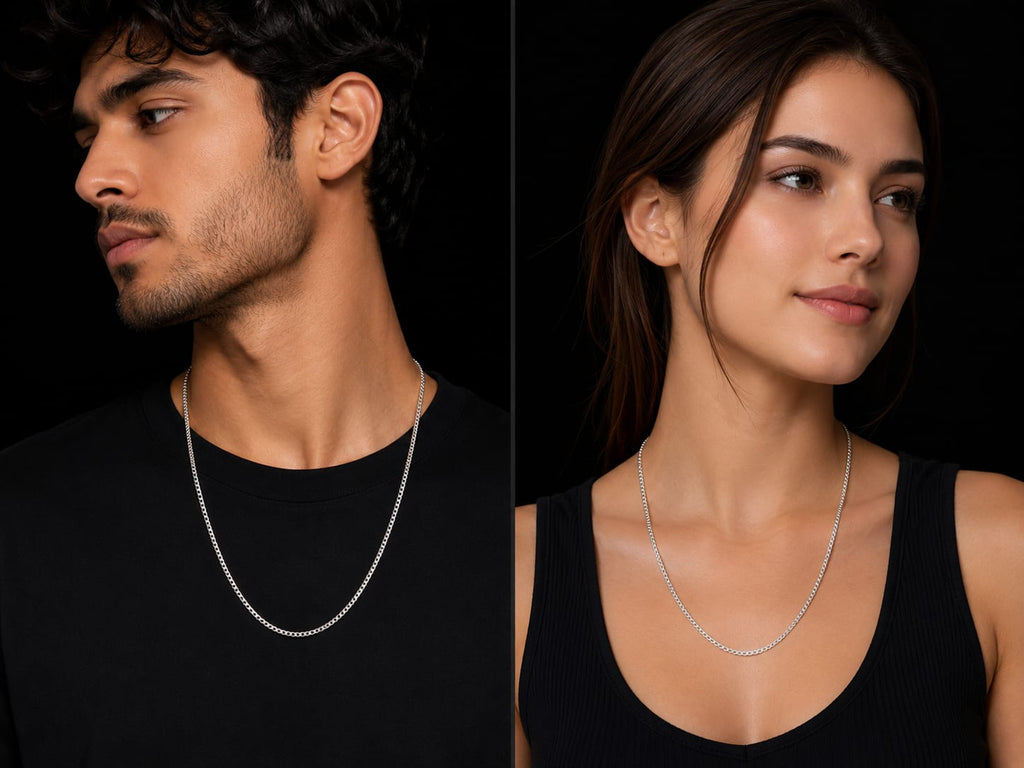 Elegant Silver Cuban Link Chain Necklace
