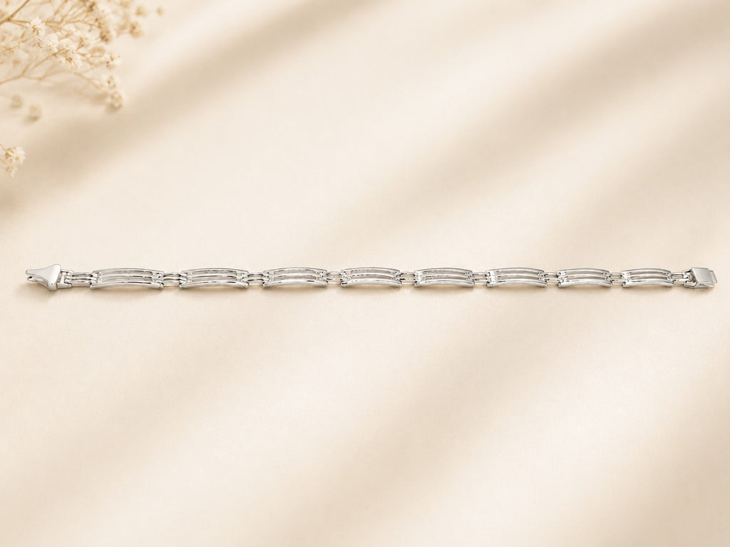 Kritharth Jewels Silver-Tone Designer Link Bracelet